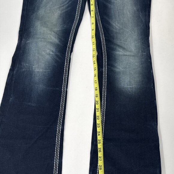 Rock Revival Jeans Womens 31 Jacklyn Boot Cut Pink Sequins Embroidered Denim Mid - Picture 15 of 16